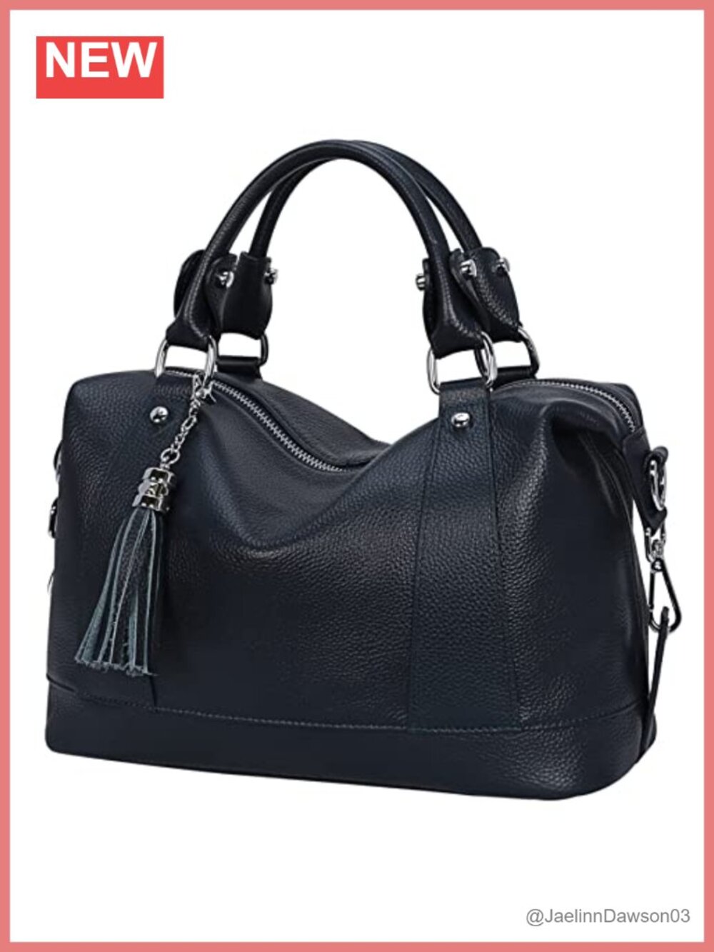 Genuine Leather Satchel Purse with Adjustable Crossbody Strap